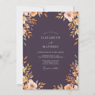 Invitation Mariage Feuillu Ambre Prune