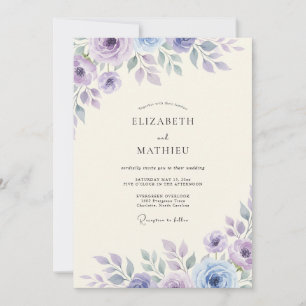 Invitation Mariage Feuillu Améthyste Mauve
