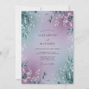 Invitation Mariage Feuillu Améthyste Sarcelle