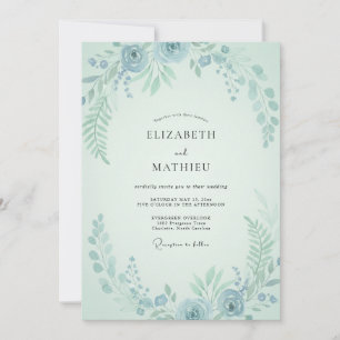 Invitation Mariage Feuillu Aqua Menthe