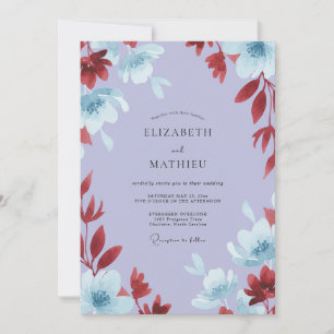 Invitation Mariage Feuillu Bourguignon Lilas