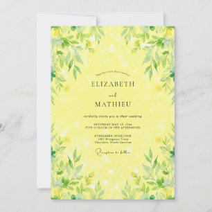 Invitation Mariage Feuillu Citron Ensoleillé