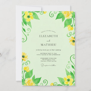 Invitation Mariage Feuillu Citron Vert