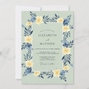 Invitation Mariage Feuillu Crème de Mer