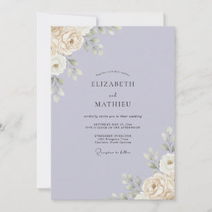 Invitation Mariage Feuillu Crème et Lilas