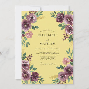 Invitation Mariage Feuillu de Maïs et Prune