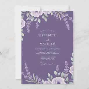 Invitation Mariage Feuillu Lavande Améthyste