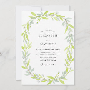 Invitation Mariage Feuillu Lime Argenté
