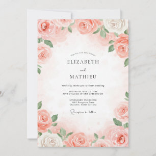 Invitation Mariage Feuillu Peint d'Abricot