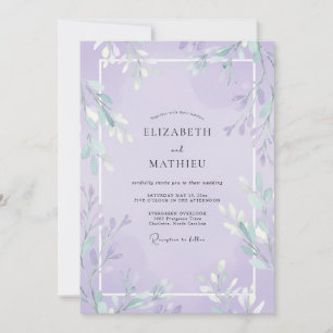 Invitation Mariage Feuillu Violet Doux