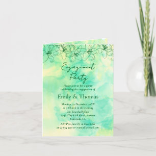 Invitation mariage fiançailles fond vert minimaliste