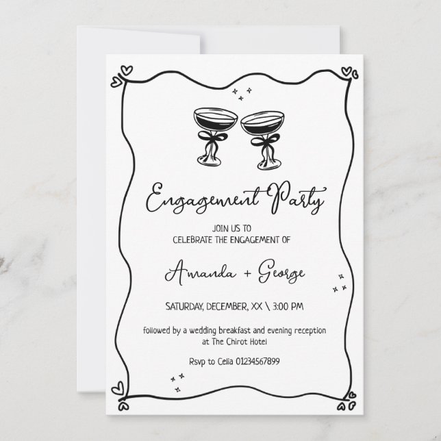 Invitation Mariage Fiançailles manuscrit (Devant)