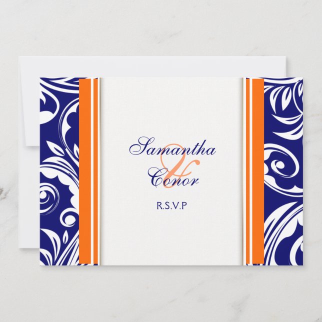 Invitation Mariage fiançailles orange bleu blanc (Devant)
