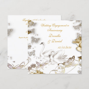 Invitation Mariage Fiançailles ou Anniversaire White Sepia