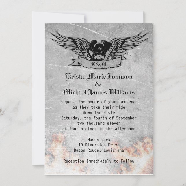 Invitation Mariage flamboyant de cycliste (Devant)