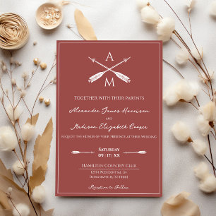 Invitation Mariage Flèches et monogrammes   Terracotta