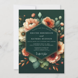 Invitation Mariage Fleur Artistic Bloom Péché Emeraude