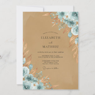 Invitation Mariage Fleur Azure Sable