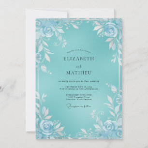 Invitation Mariage Fleur Blanche Aqua