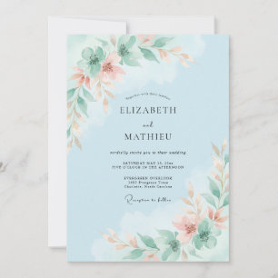 Invitation Mariage Fleur Bleu Ciel Airy