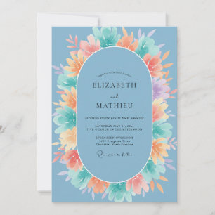 Invitation Mariage Fleur Bleue Peinte