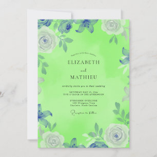 Invitation Mariage Fleur Bloom Vert Citron