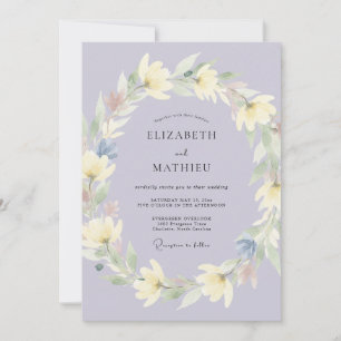 Invitation Mariage Fleur Botanique Lumineuse à la Lavande