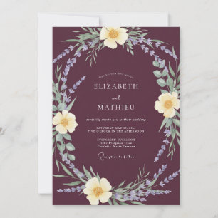 Invitation Mariage Fleur Botanique Prune