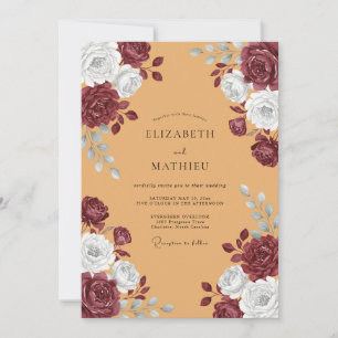 Invitation Mariage Fleur Burgonde en Fleur