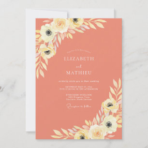Invitation Mariage Fleur Corail Douce