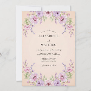 Invitation Mariage Fleur d'Abricot Violet