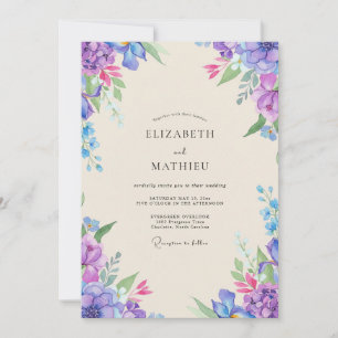 Invitation Mariage Fleur d'Améthyste Magenta