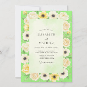 Invitation Mariage Fleur d'Anémone Crème et Citron