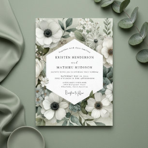 Invitation Mariage Fleur d'Anémone Sauge