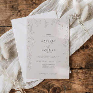 Invitation Mariage Fleur de Baby's Breath Beige Vintage