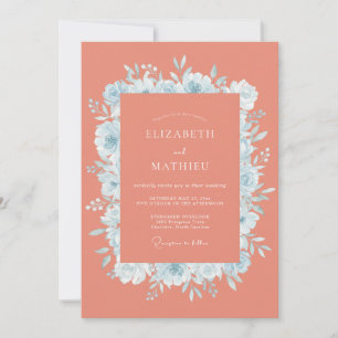 Invitation Mariage Fleur de Bleuet Corail