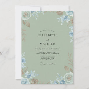 Invitation Mariage Fleur de Bleuet Sauvage Celadon