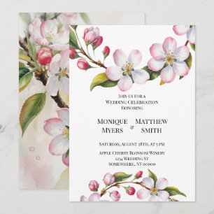 Invitation Mariage Fleur de Cerisier Aquarelle Pommes