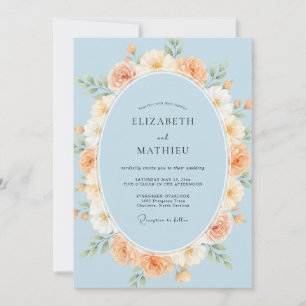 Invitation Mariage Fleur de Cerisier Bleu Poudré