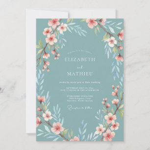 Invitation Mariage Fleur de Cerisier Délicate Teinte Sourdine