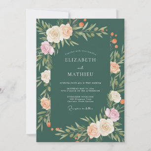 Invitation Mariage Fleur de Cerisier Émeraude