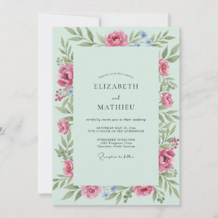 Invitation Mariage Fleur de Cerisier Rose Mousse de Mer