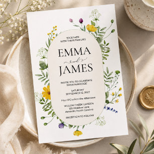 Invitation Mariage Fleur de Champ Moderne Élégant Floral 