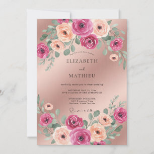 Invitation Mariage Fleur de Champagne Magenta