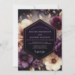 Invitation Mariage Fleur de Clair-Obscur Prune