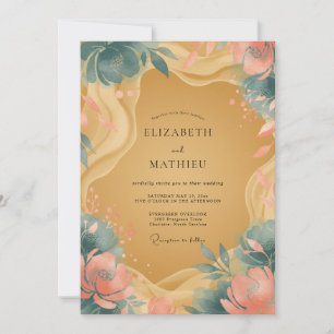 Invitation Mariage Fleur de Corail Ocre