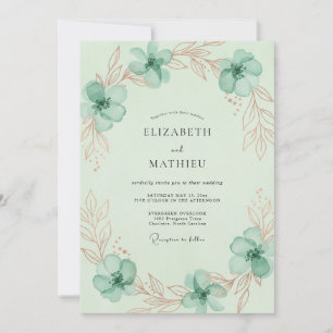 Invitation Mariage Fleur de Cuivre Menthe