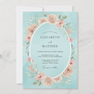 Invitation Mariage Fleur de Cyan Blush