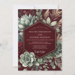 Invitation Mariage Fleur de Désert Carmin