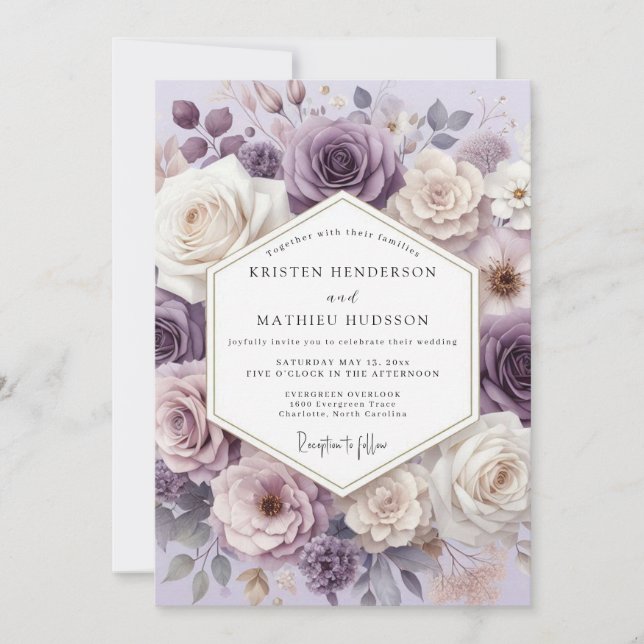 Invitation Mariage Fleur de Lavande (Devant)